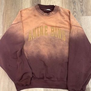 Anine Bing Crew Neck Sweatshirt S Wash Faded Purple and Brown